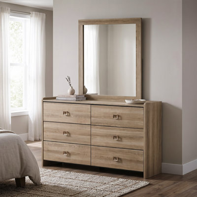 Ensemble de commode et miroir en bois 2 pièces avec poignée courbée Grealish