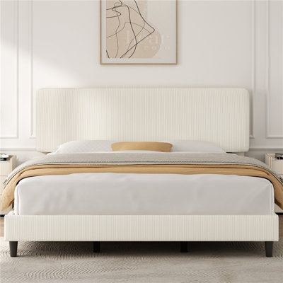 Upholstered Bed Frame with Adjustable Headboard