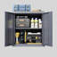 Armoire de rangement murale grise en acier gris, H 13,67 po, conception flottante, pour les sous-sols, les cuisines et les entrepôts, aménagement personnalisable, étagère pivotante à charnière à ouverture douce, porte