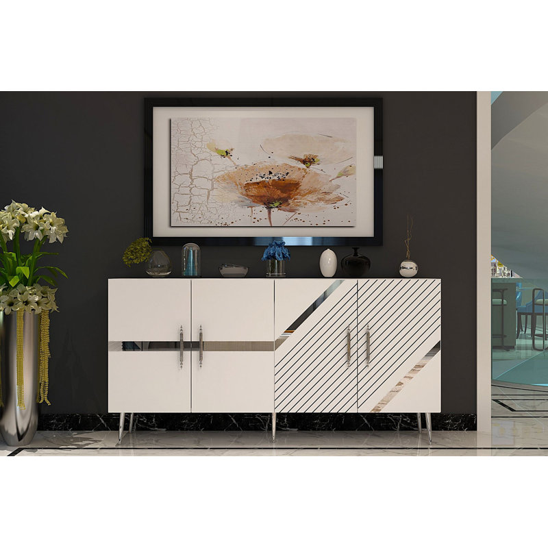 Olivia 150cm Console Table, Cream/Silver