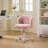 A&A Furniture Office Chair,Artificial rabbit hair Home Office Chair with Metal Base,Adjustable Desk Chair Swivel Office Chair,Vanity Chair(Pink)-632579902-622295970