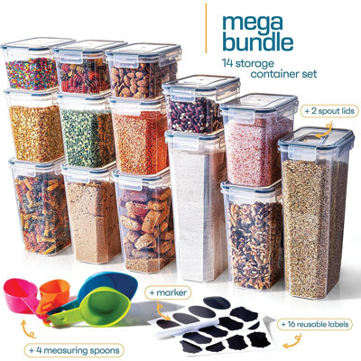 Plastic Food Storage Container - Set of 14 Containers and Lids