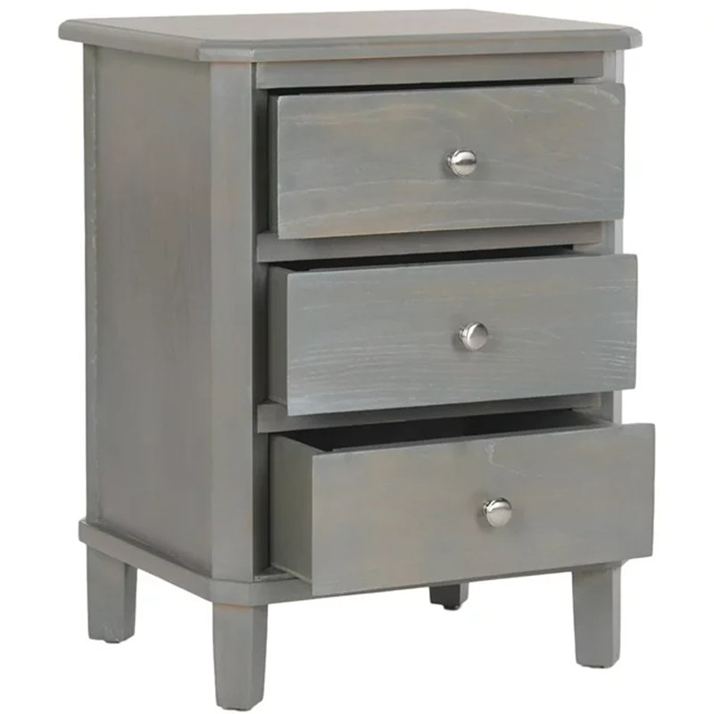 Applonia Solid Wood 3 - Drawer End Table, French Gray