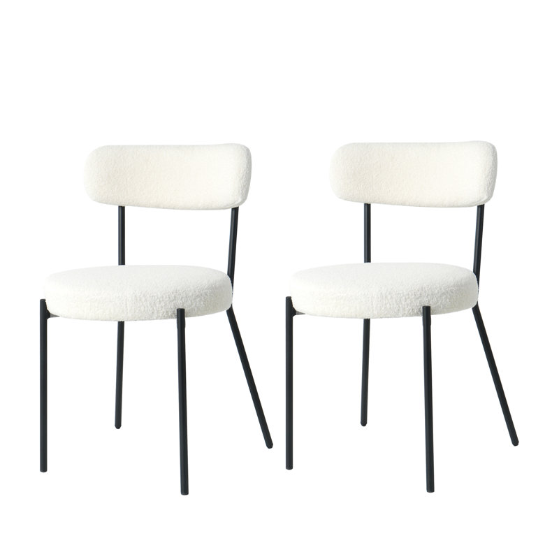 Chaise de salle à manger Abriah Teddy, 4, Blanc, Or