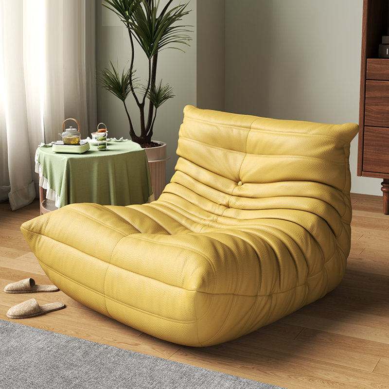 Canapé rétro paresseux chenille, Similicuir jaune