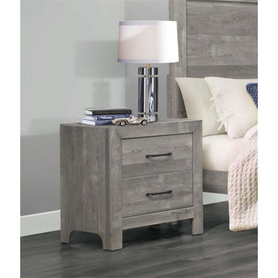 Rustic Style Finish Nightstand With 2 Drawers, Transitional Design For Modern And Classic Bedrooms