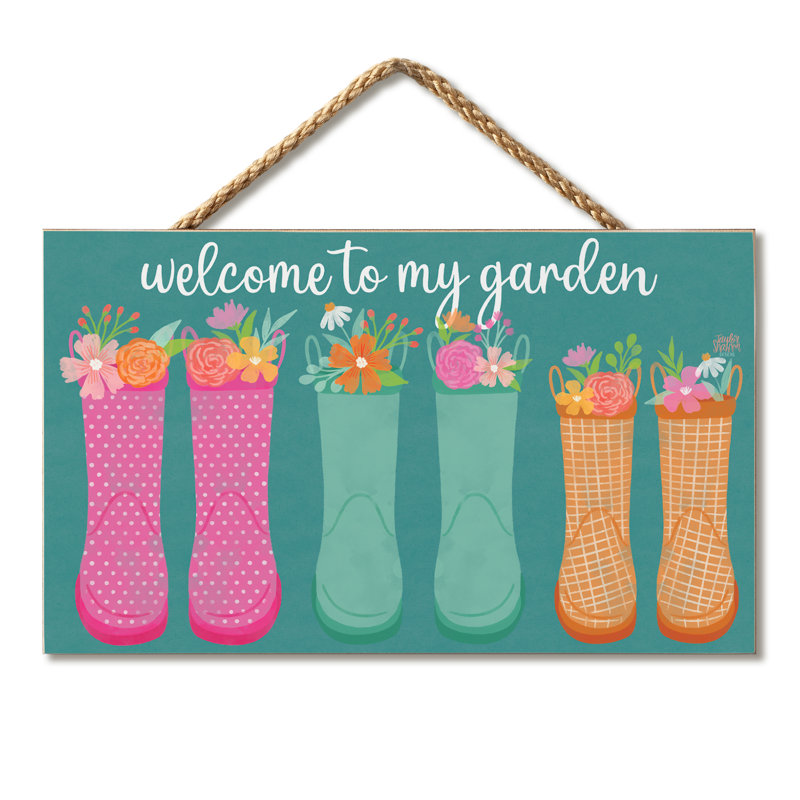Panneau décoratif en bois Welcome to My Garden 9,5 po x 5,75 po