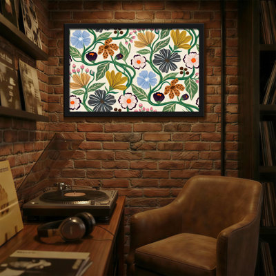 Plants & Flowers Floral Pattern With Colorful Flowers And Leaves