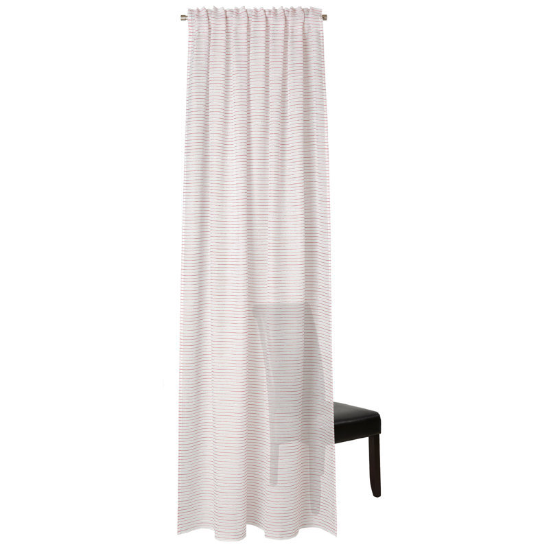 Laurel Slot Top Semi Sheer Curtain, Wool White/Coral