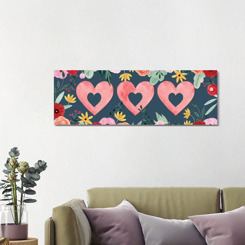 Sweet Hearts Collection D 1 Piece Wrapped Canvas Panoramic Painting, 121.92 cm H x 40.64 cm W x 1.91 cm D