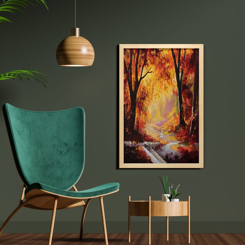 Paint Of A Forest With Autumn Color Leaves Fall Time