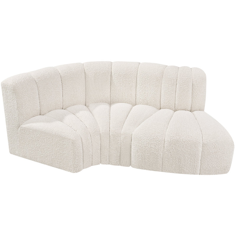 Canapé et chaise rembourrés Hubertus, Tissu crème bouclé