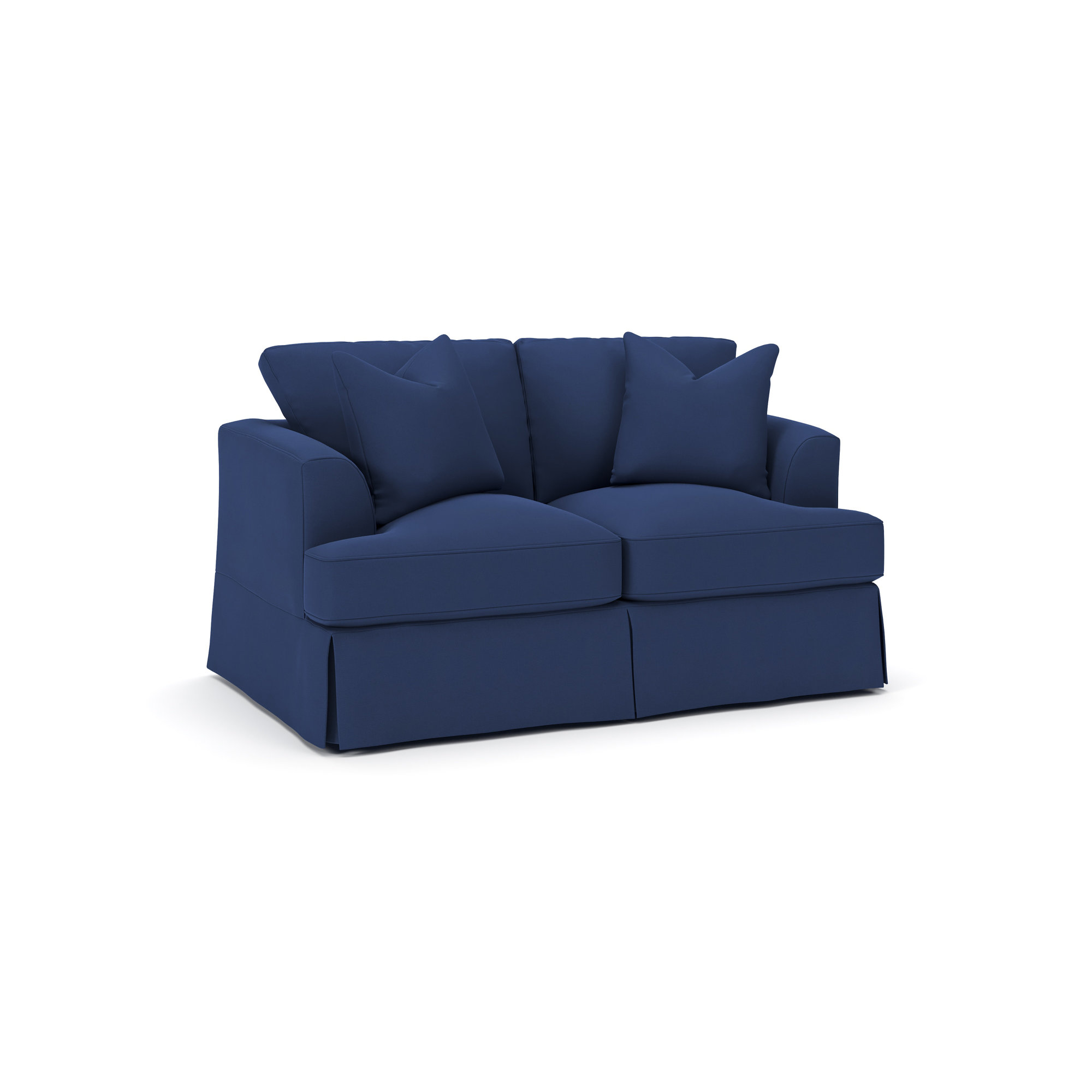 Lucia 65.5" Recessed Arm Slipcovered Loveseat, Canvas Navy Sunbrella® Canvas