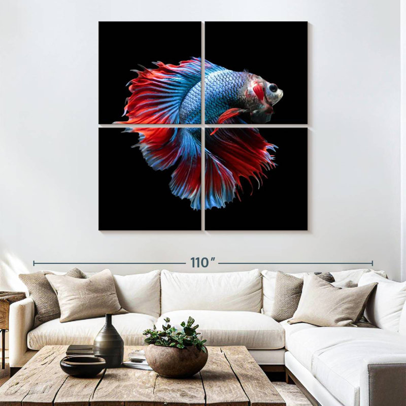 Brampt Blue And Red Betta Fish, 74" H x 74" W