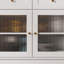 Armoire de cuisine 71 po H 59,8 po avec lumière DEL, armoire de rangement avec huche et tablette à micro-ondes, portes en verre cannelé-1499982514