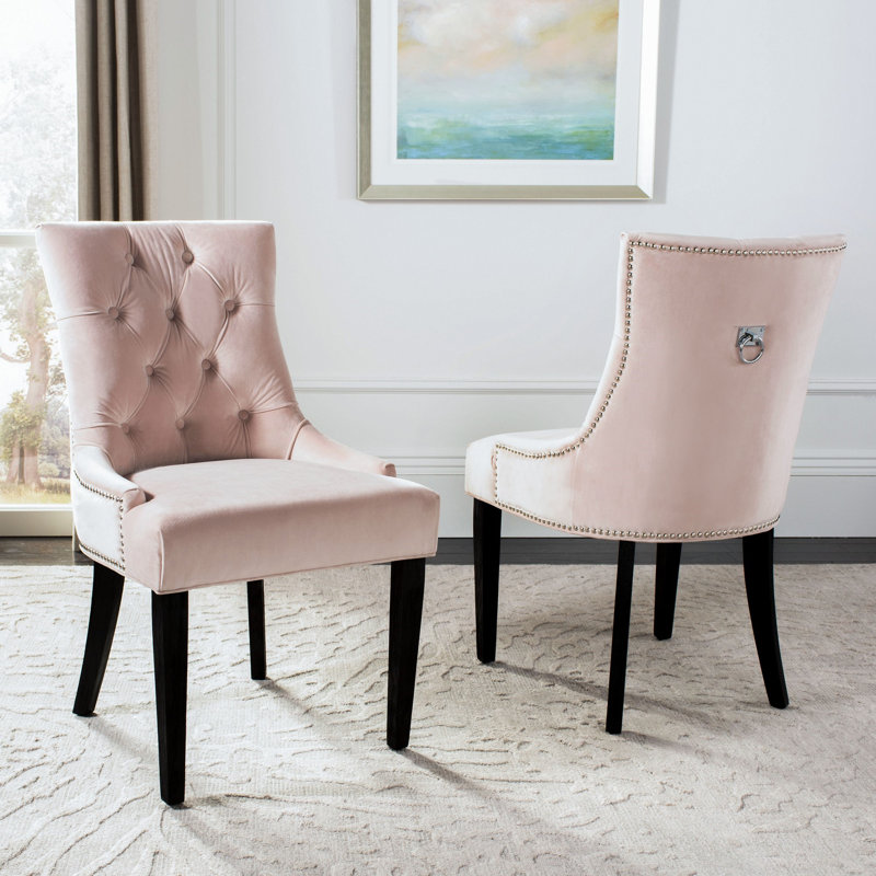 Dann 19.5'' H Tufted Linen Upholstered Side Chair, BLush