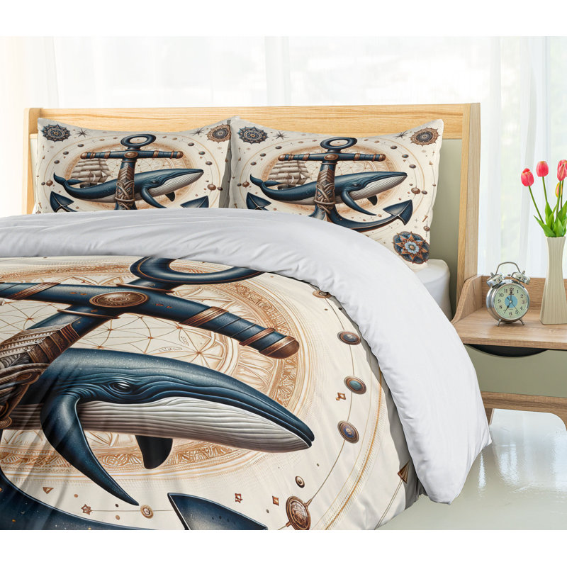 Nautical Duvet Cover, California King Duvet Cover + 2 Standard Shams