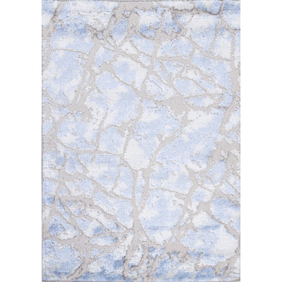 Tapis oriental turc abstrait bleu 2X3