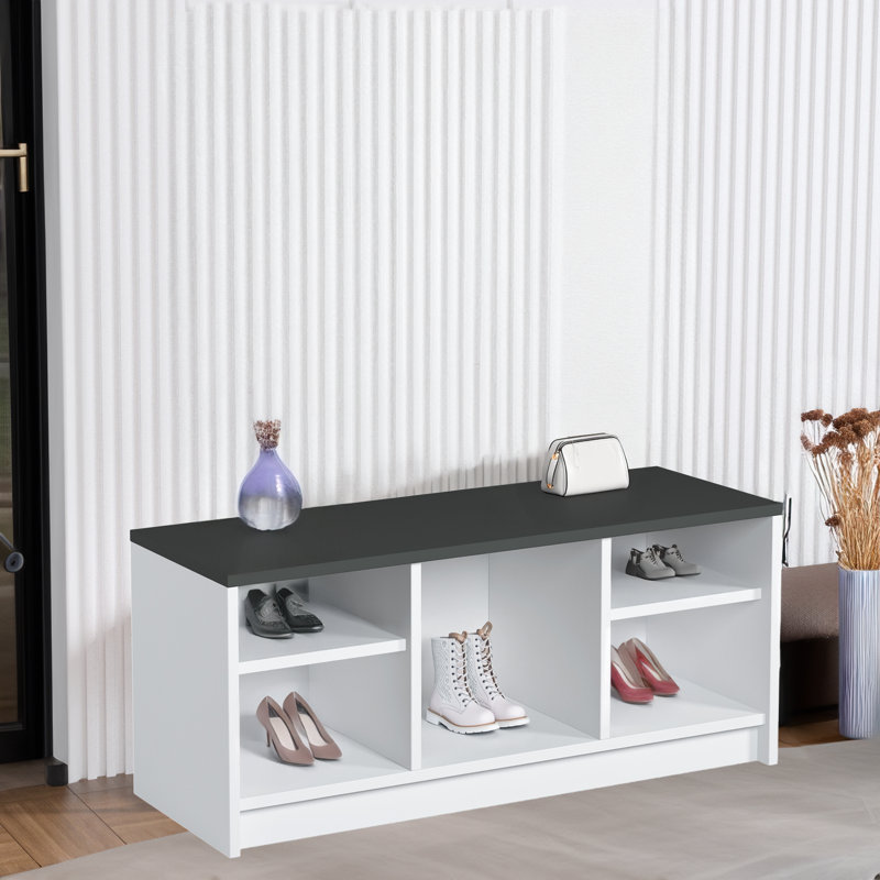 10 Pair Shoe Storage Cabinet, White/Anthracite