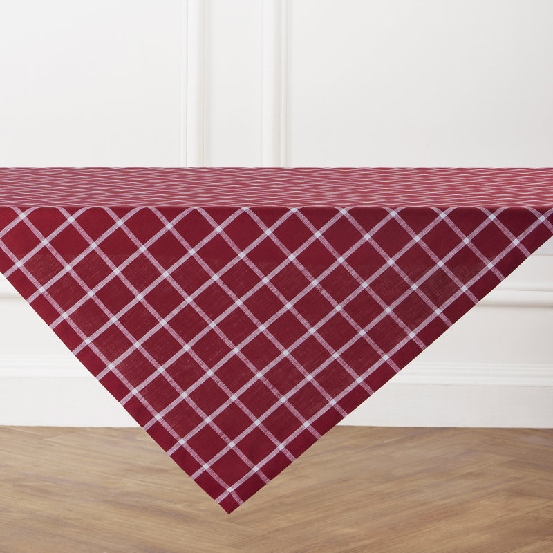 Windowpane - 100% Pure Linen Table Throw, Red
