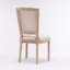 Chaise de salle à manger style français avec structure en bois massif et dossier carré en rotin, ensemble de 2