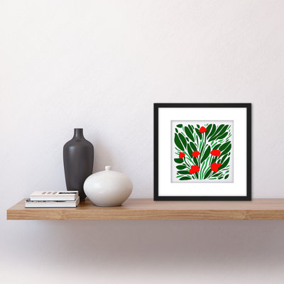 Red Flowers Flamingo Floral Bouquet - Single Picture Frame Painting