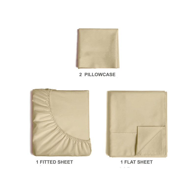  Ensemble de draps en rayonne de bambou 4 pièces Premium Luxury, Ensemble de draps pour lit simple avec deux taies , Beurre