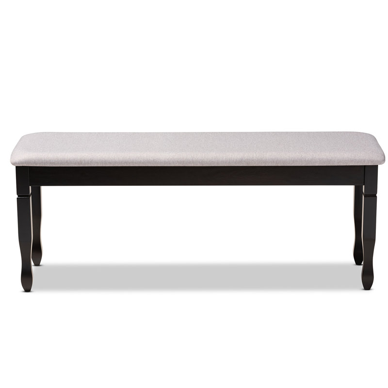 Polyester Blend Upholstered Bench, Dark Brown, Grey