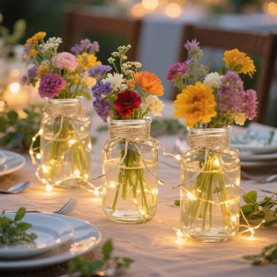 Vases en verre avec plantes artificielles, ensemble de 3 vases transparents rétro avec eucalyptus artificiel, décor de pièce maîtresse rustique pour la maison, mariage, table, arrangements floraux de ferme, cadeaux de pendaison de crémaillère (18 pi