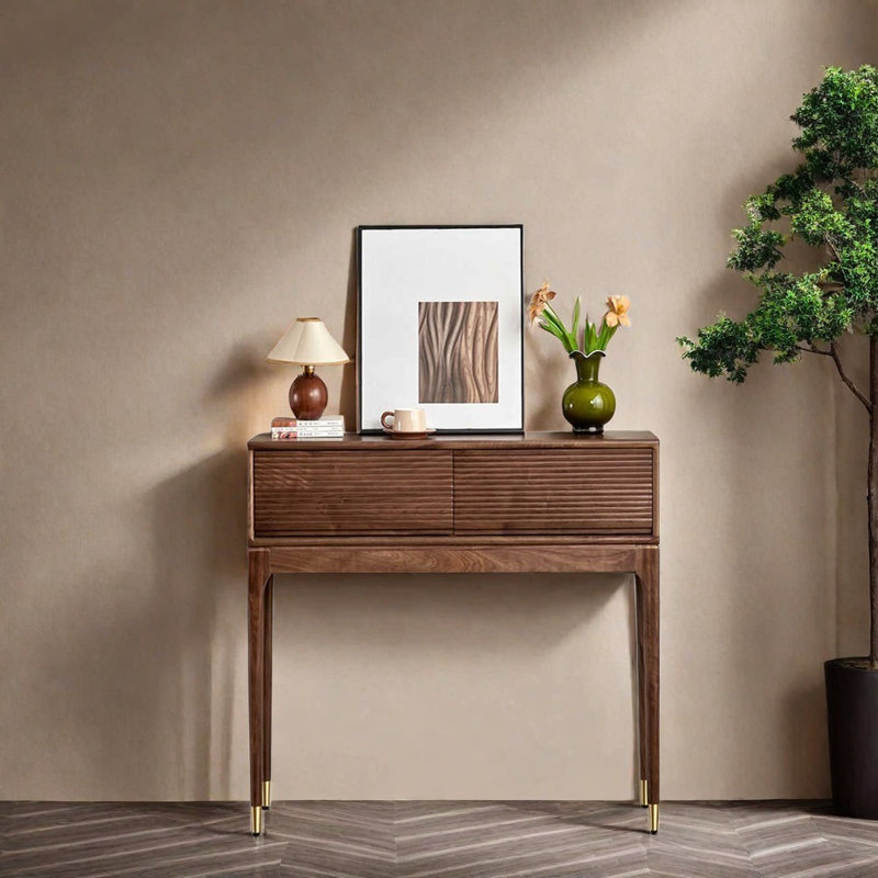 Black  Walnut Console Table, 35.4" H x 35.4" W x 12.6" D