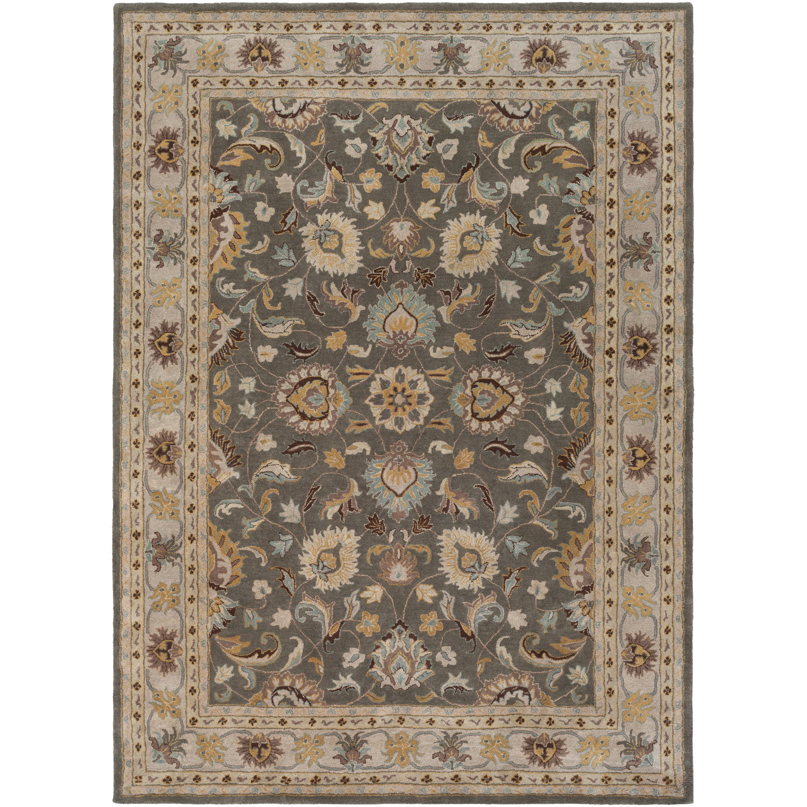 Arden Charcoal Beige Yellow Hand-Tufted Wool Rug, Rectangle 10' x 14'