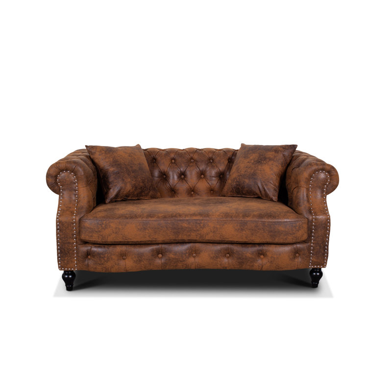 Richmond Mogadore Faux Leather Chesterfield Sofa, Brown, 2