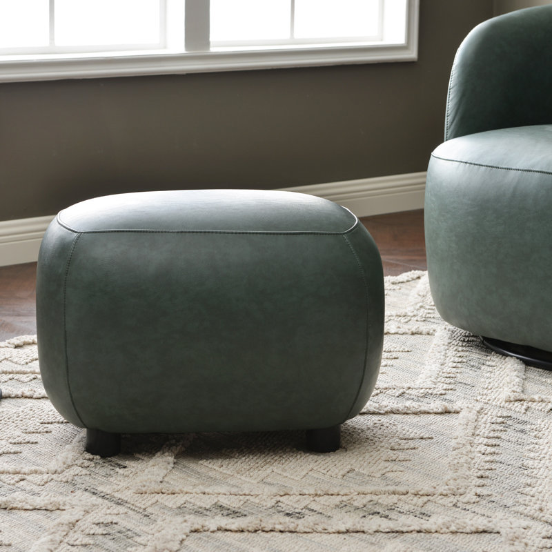 Overstreet 23" Wide Faux Leather Upholstered Ottoman, Green