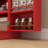 41" Kitchen Pantry In Red, With 12 Door Shelves & Thorough Storage Red Cabinet Shelves, 5 Intelligible