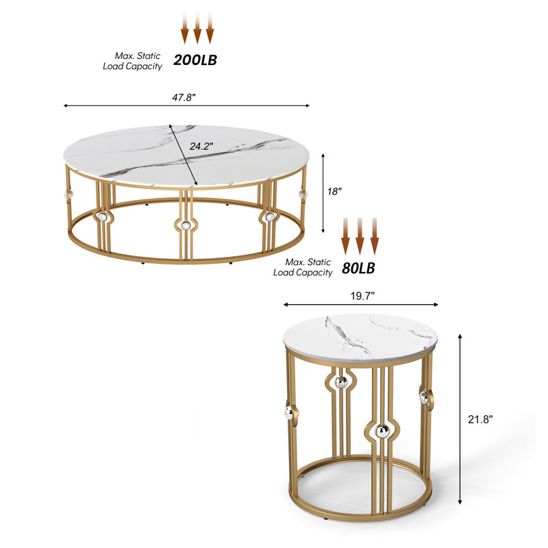 3 Pieces Living Room Table Set