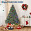 Arbre de Noël 7,5 pi avec lumières DEL, sapins de Noël épineux haut de gamme réalistes, arbre de Noël des Fêtes avec charnières en métal-1135716403