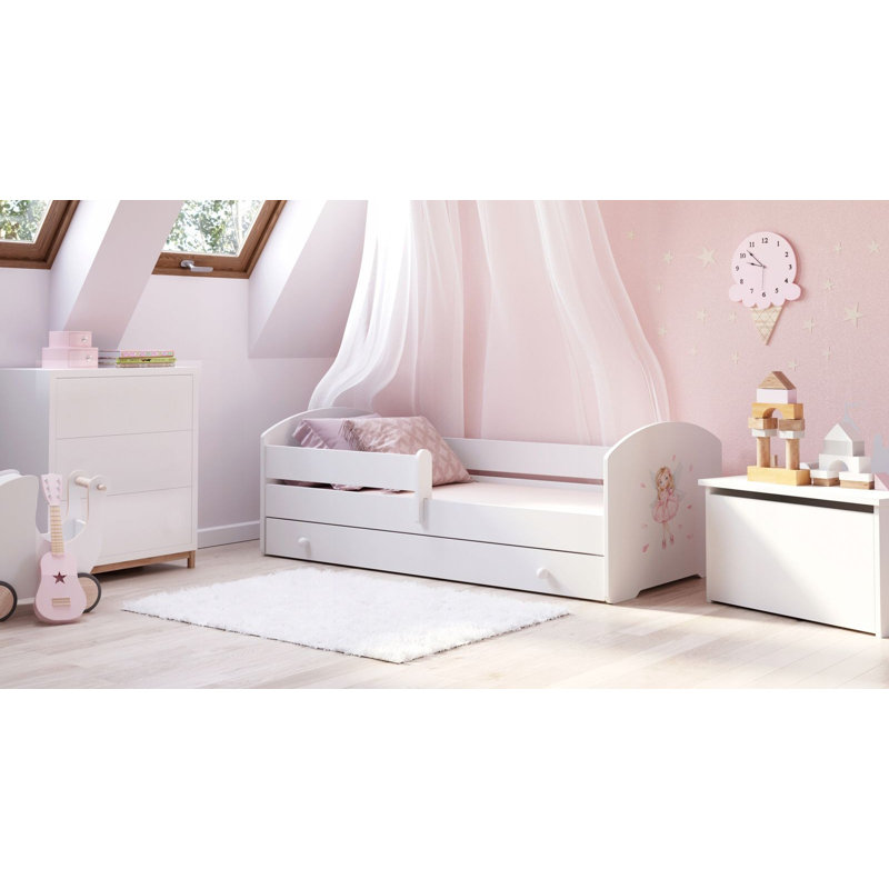 Children's bed Luk with drawer - Girl with wings, Cot Bed / Toddler (70 x 140cm)