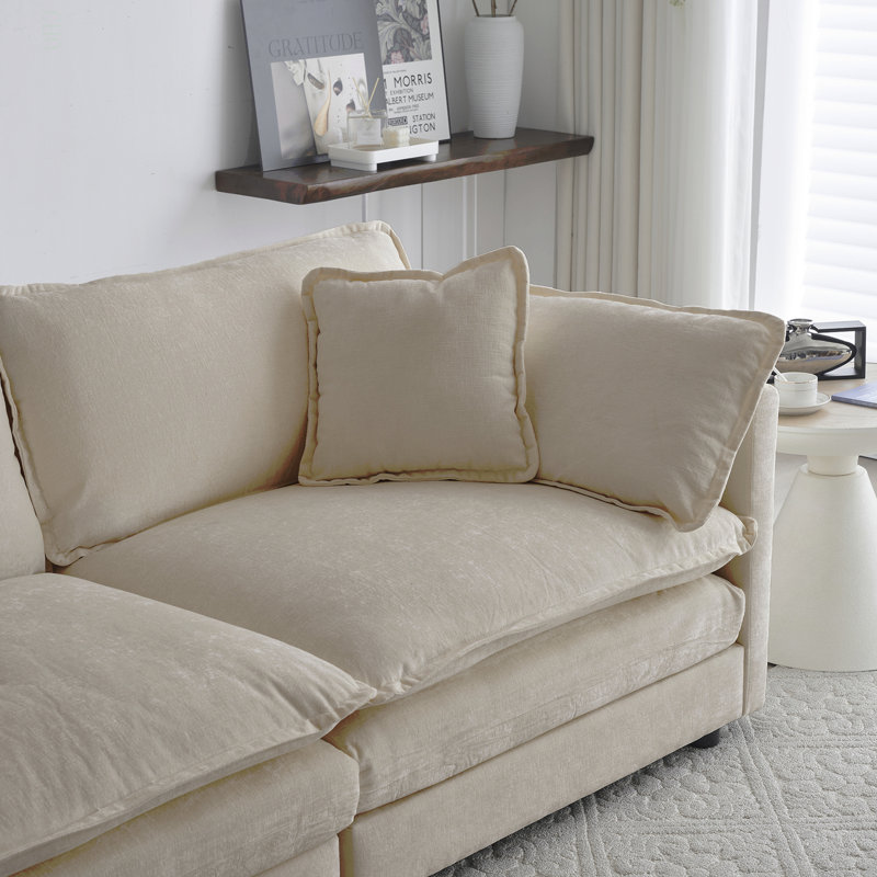 Ensemble de canapés-lits en chenille beige, Chenille beige