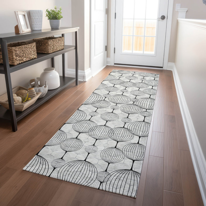 Tapis blanc Prisco lavable à la machine de qualité supérieure, Tapis de couloir 2 pi 3 po x 7 pi 6 po
