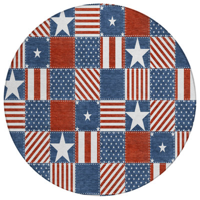 Machine Washable Indoor/Outdoor Chantille ACN2848 Americana Rug