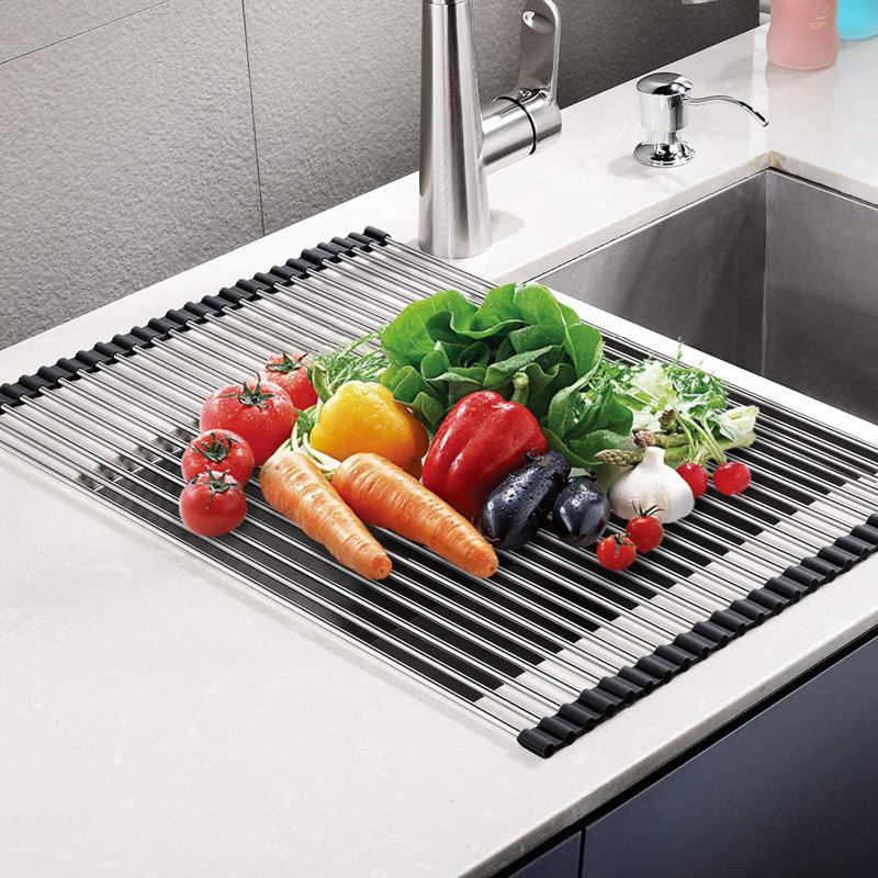 Panier à vaisselle en acier inoxydable, H 0,5 po x l 15 po x P 20,8 po, Gris chaud