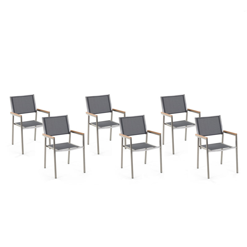 Lothen Stacking Patio Dining Armchair with Cushion, Silver/Grey