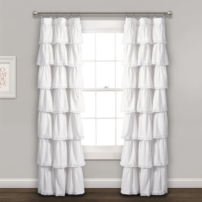 Lace Ruffle Semi Sheer Curtain Single Panel