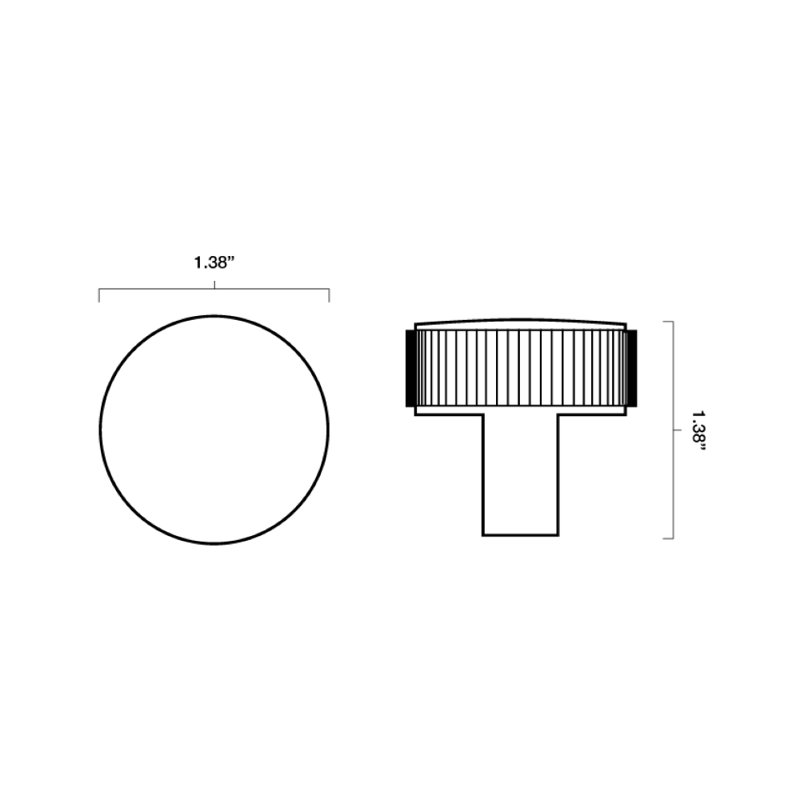 Ribbed Circle Knob, Unlacquered Polished Brass