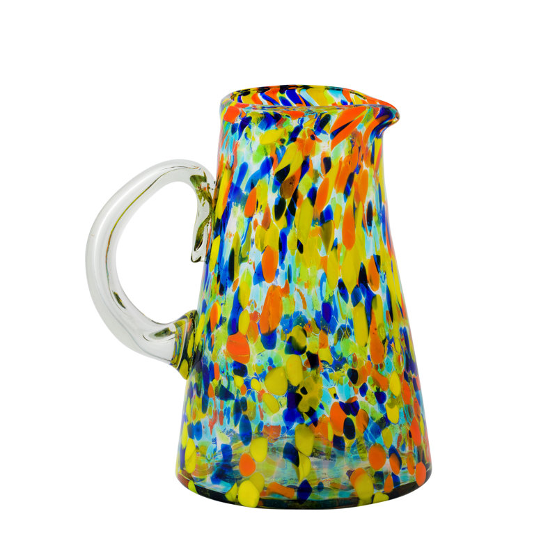Carnaval Pitcher Handblown Mexican Glass