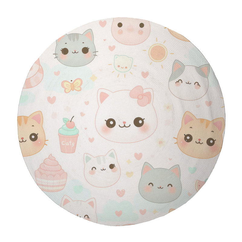 Tapis tressé Gentles Feline, Rond 5 pi