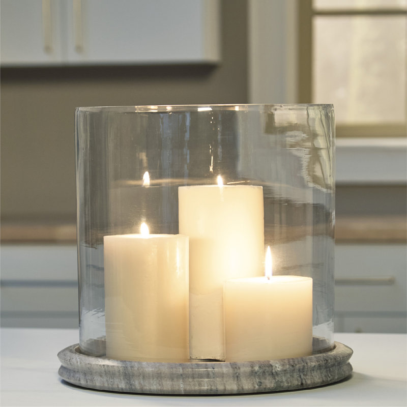 Porte-bougie Saskatia, Beige / transparent