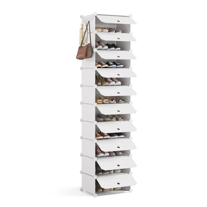 20 Pair Stackable Shoe Storage Cabinet, White