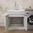 Freestanding 30'' Light Grey Laundry Sink Cabinet with Hot & Cold Water Faucet Drop-in Solid Surface Utility Sink