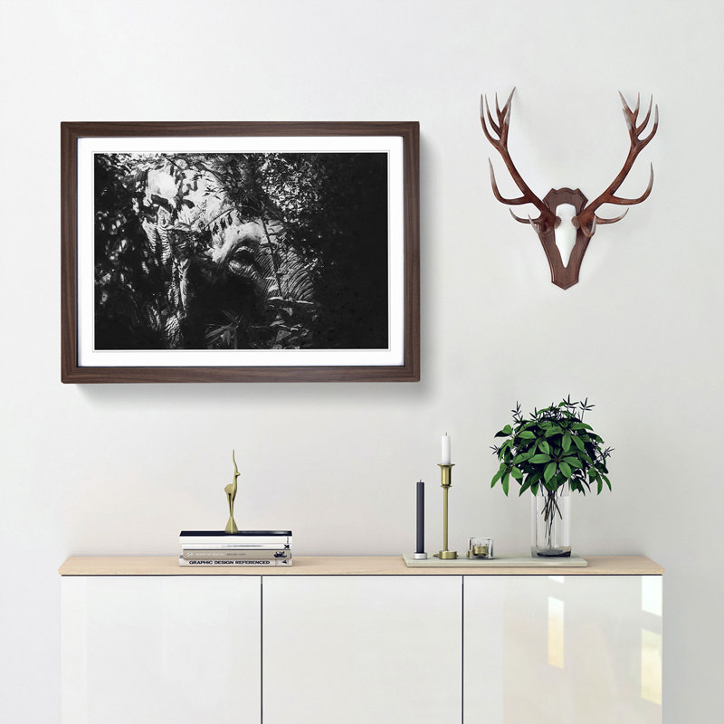 Elephant in the Trees - Picture Frame Graphic Art Print, Walnut Framed, 27cm H x 36cm W x 2cm D